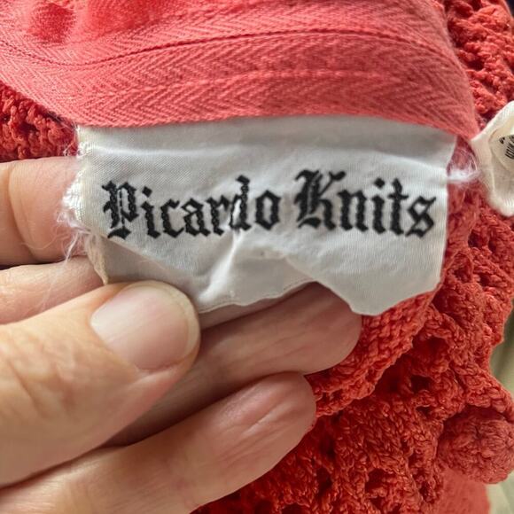 Picardo Knits Women's Vintage 70's Era Long Sleeve Pink Midi Dress Size M - Picture 7 of 8